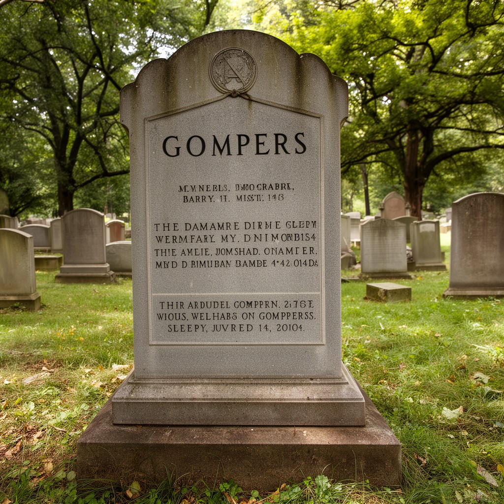AI-generated illustration of Gompers grave