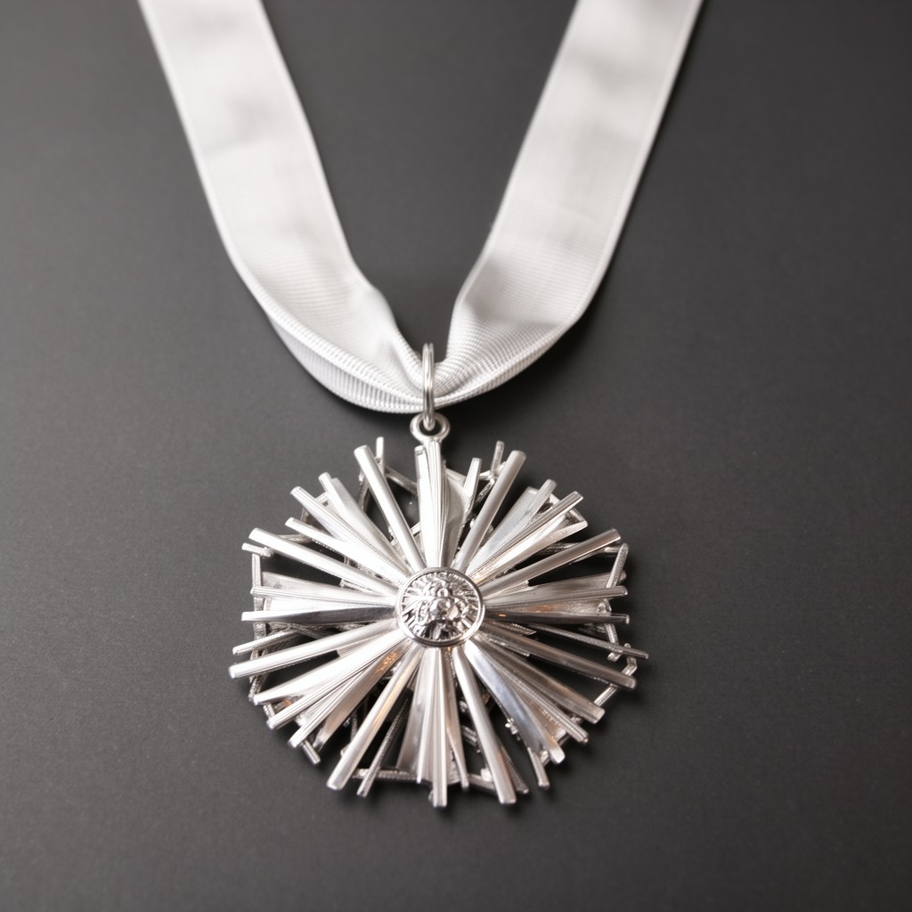 AI-generated illustration of Silver Rays with Neck Ribbon