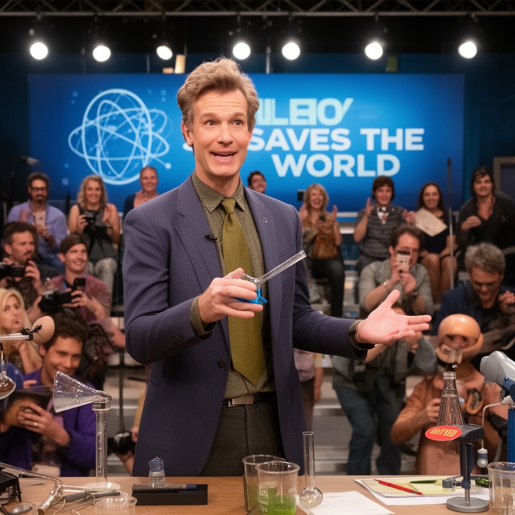 AI-generated illustration of Bill Nye Saves the World