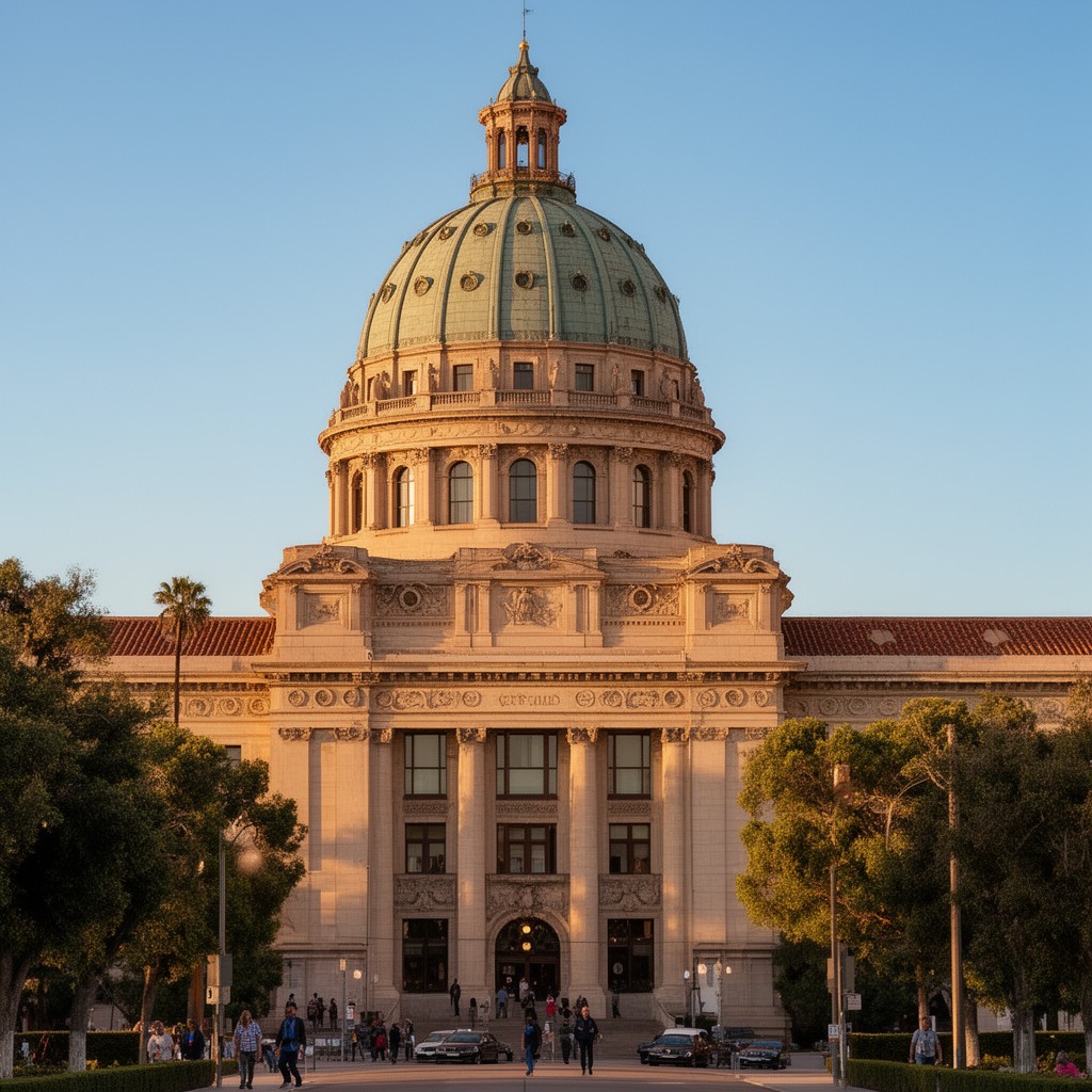 AI-generated illustration of City Hall (Pasadena)