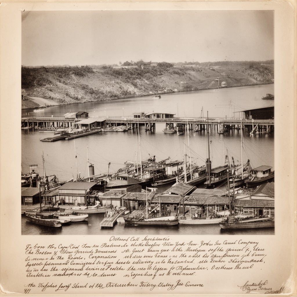 AI-generated illustration of Boston, Cape Cod and New York Canal Company