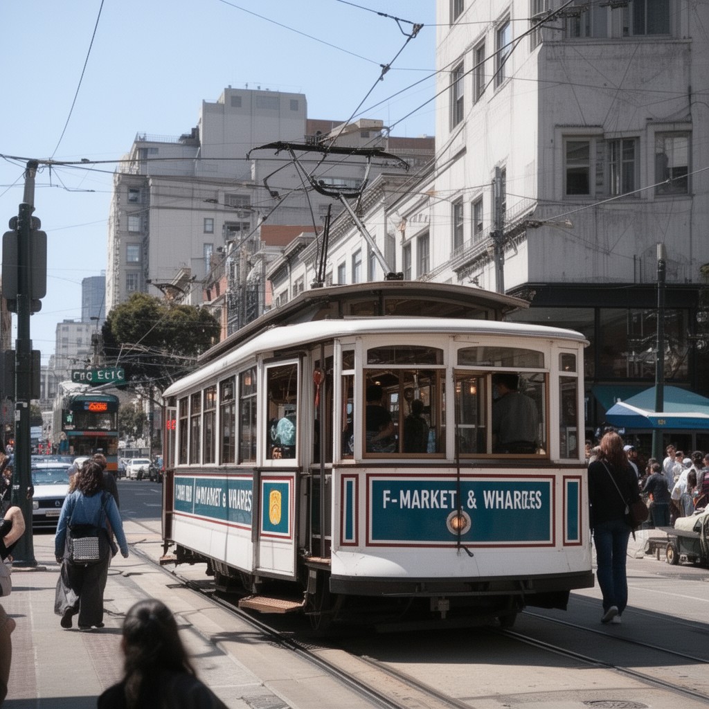 AI-generated illustration of Muni F-Market & Wharves line