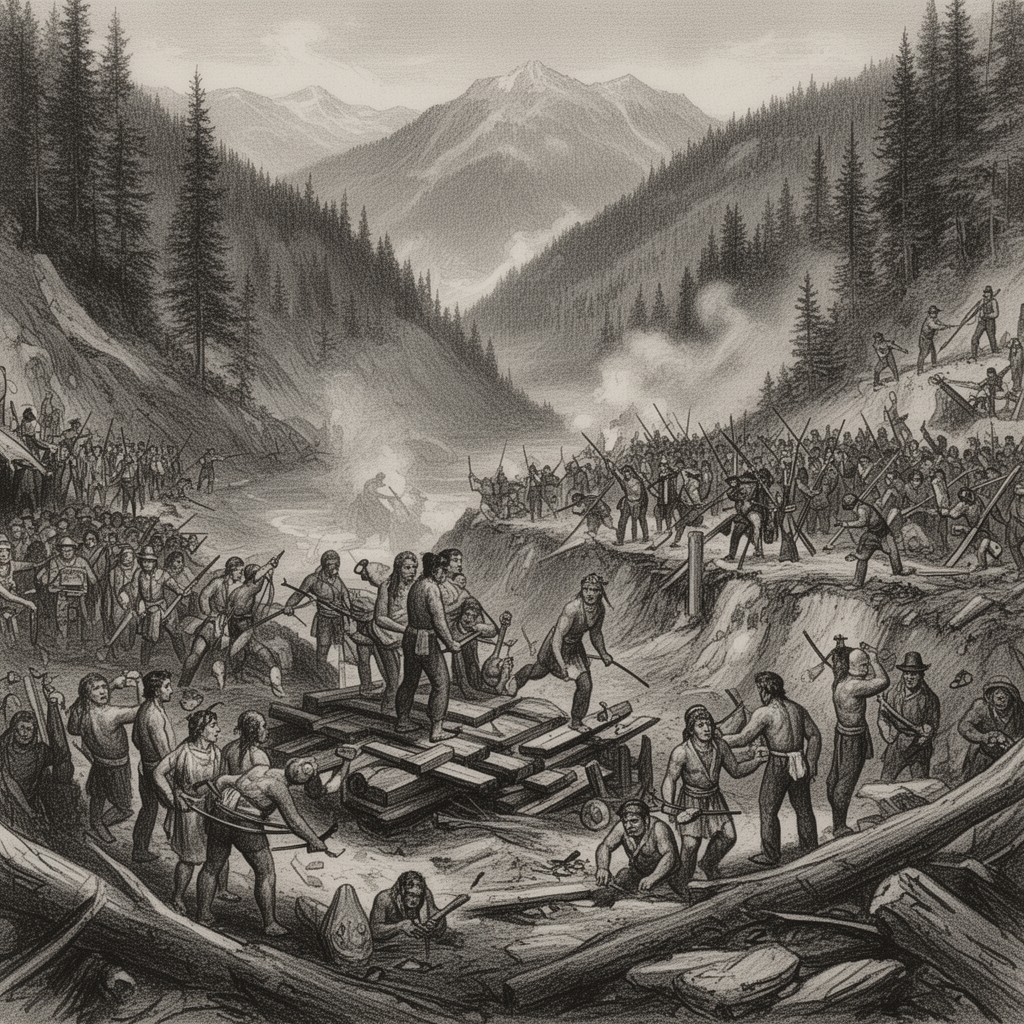 AI-generated illustration of Fraser Canyon War