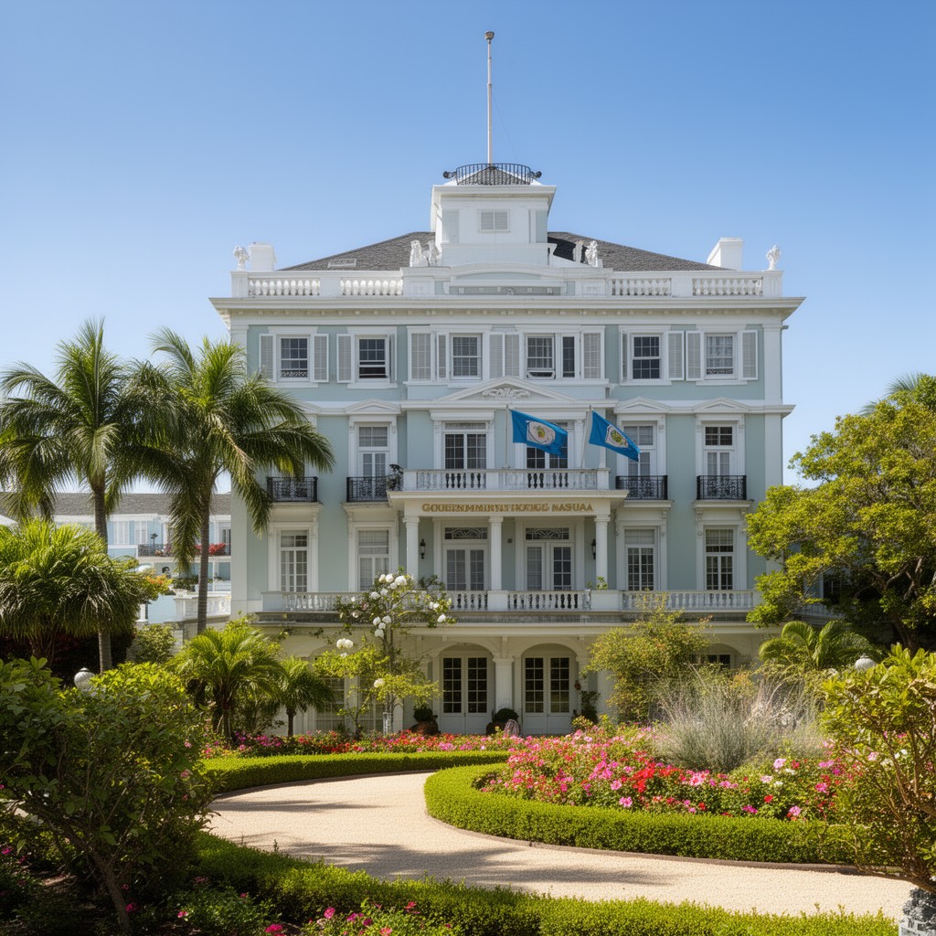 AI-generated illustration of Government House, Nassau