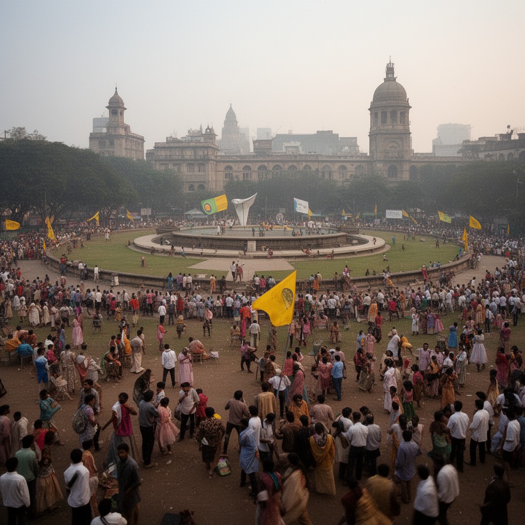 AI-generated illustration of Gowalia Tank Maidan, Bombay