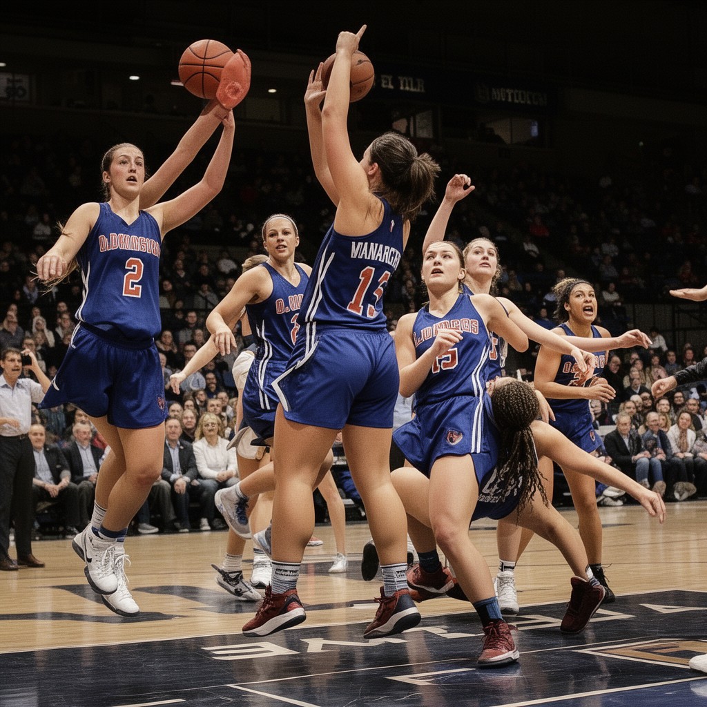 AI-generated illustration of Old Dominion Monarchs women’s basketball team