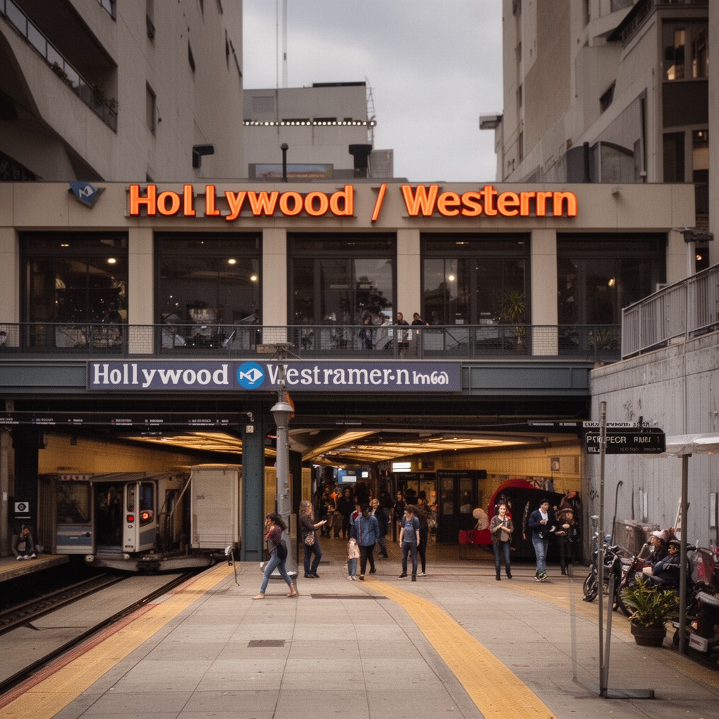AI-generated illustration of Hollywood/Western station