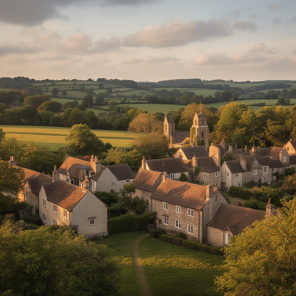 AI-generated illustration of East Knoyle, Wiltshire, England