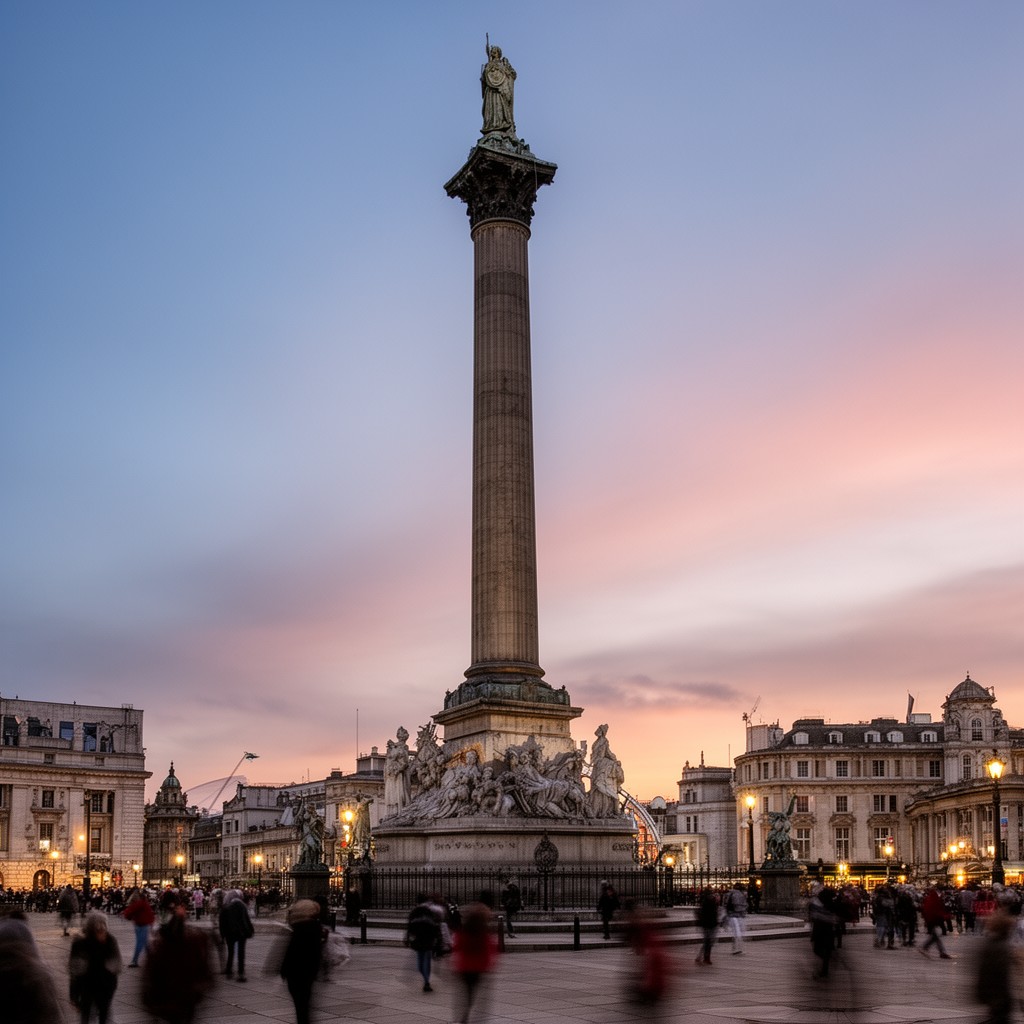 AI-generated illustration of Monument to the Great Fire of London (with Robert Hooke)