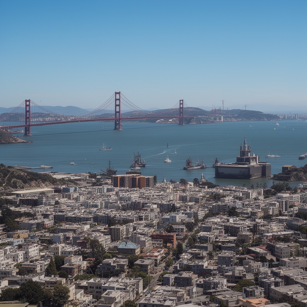 AI-generated illustration of San Francisco Bay Area
