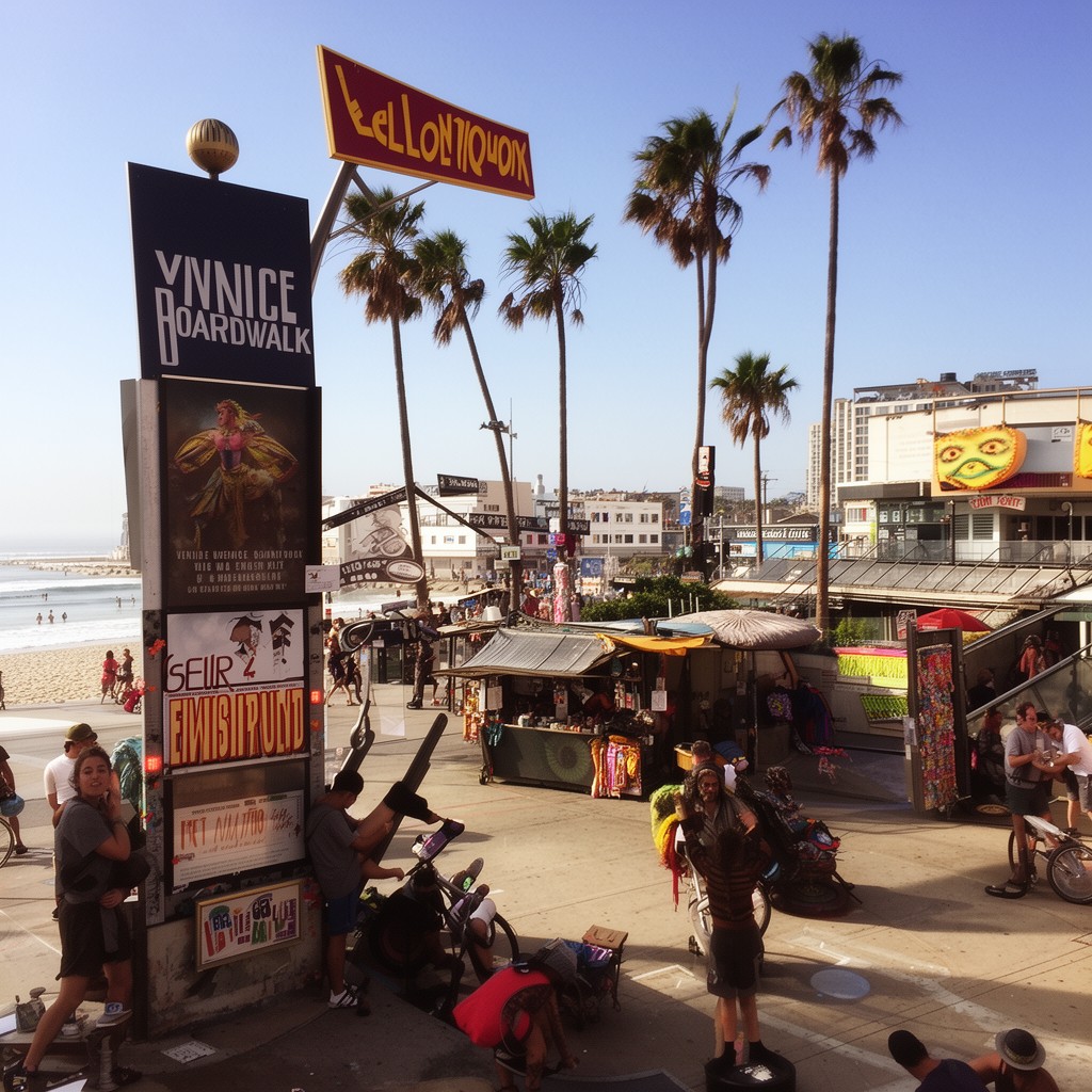 AI-generated illustration of Venice Boardwalk