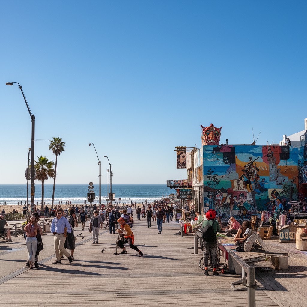 AI-generated illustration of Ocean Front Walk