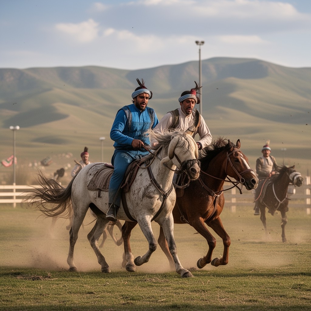 AI-generated illustration of buzkashi