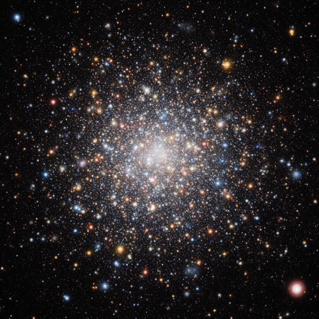 AI-generated illustration of globular star cluster M13