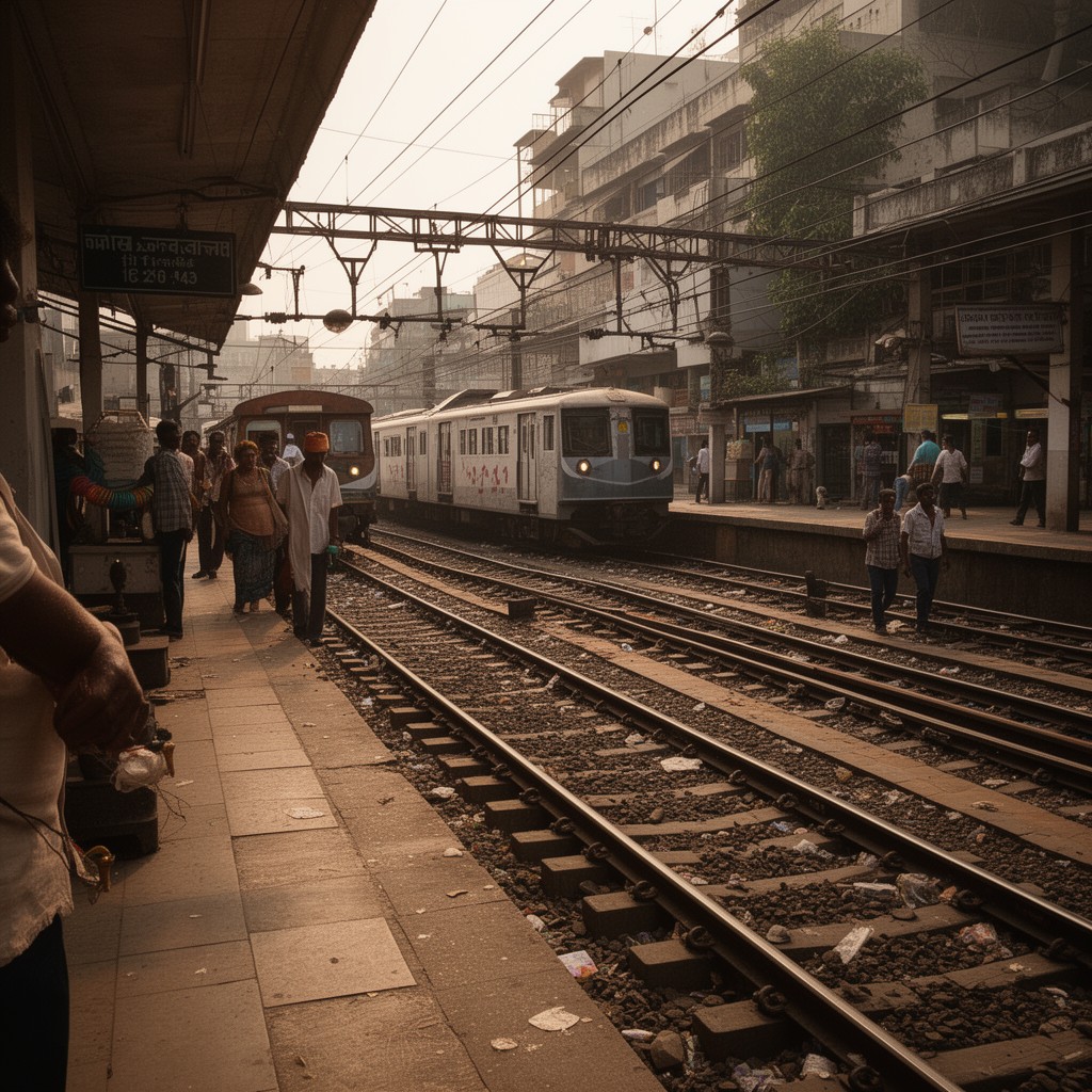 AI-generated illustration of Mumbai Suburban Railway
