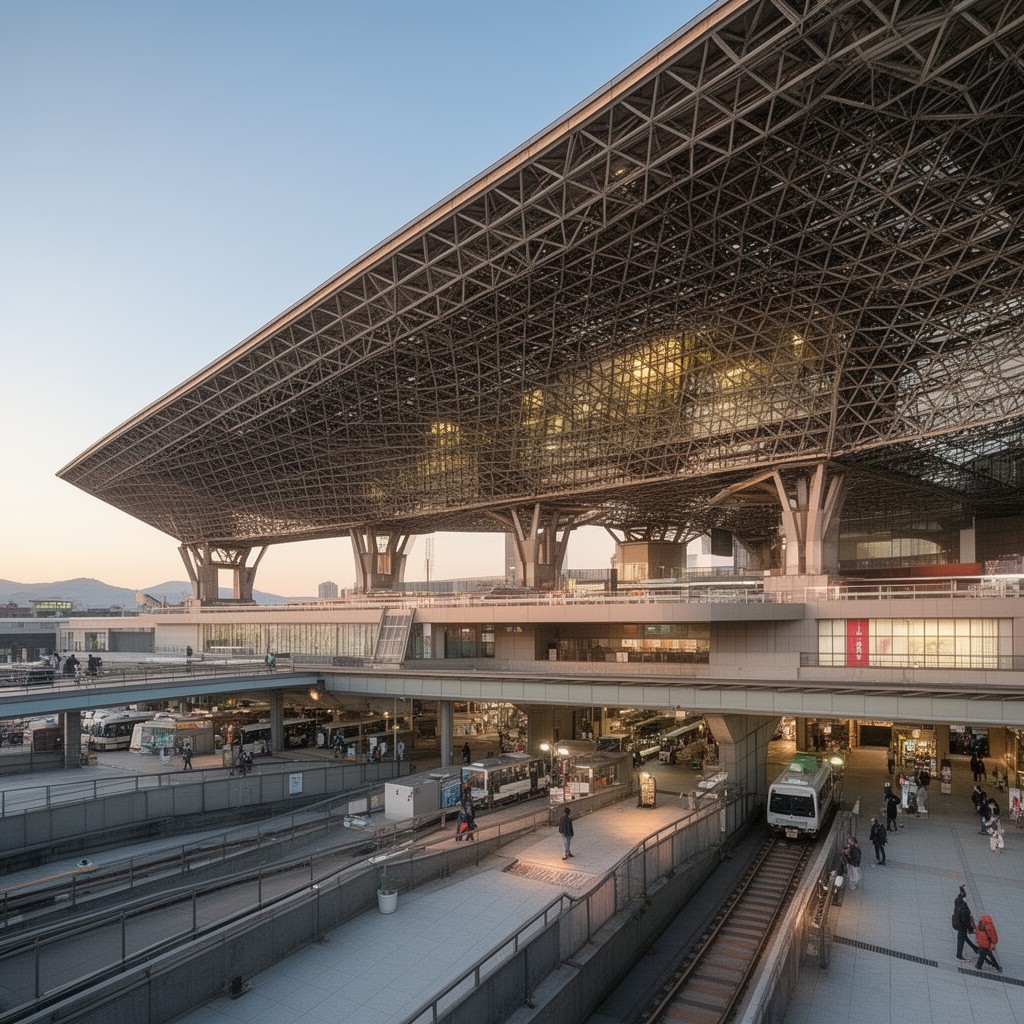 AI-generated illustration of Kyoto Station