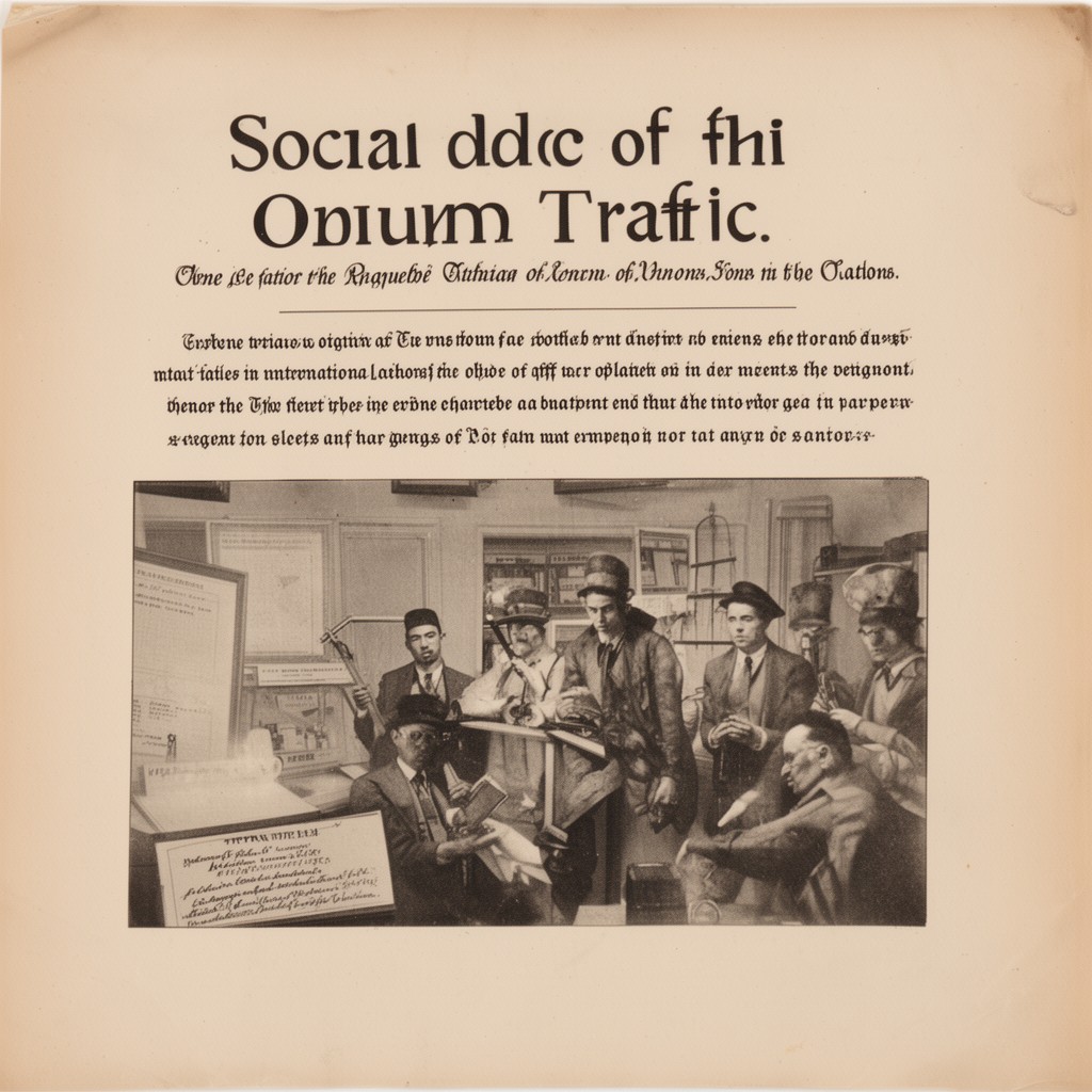 AI-generated illustration of social and opium traffic section
