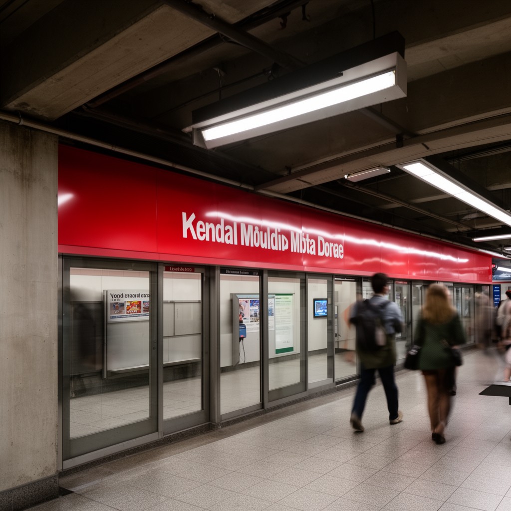 AI-generated illustration of Kendall/MIT MBTA station