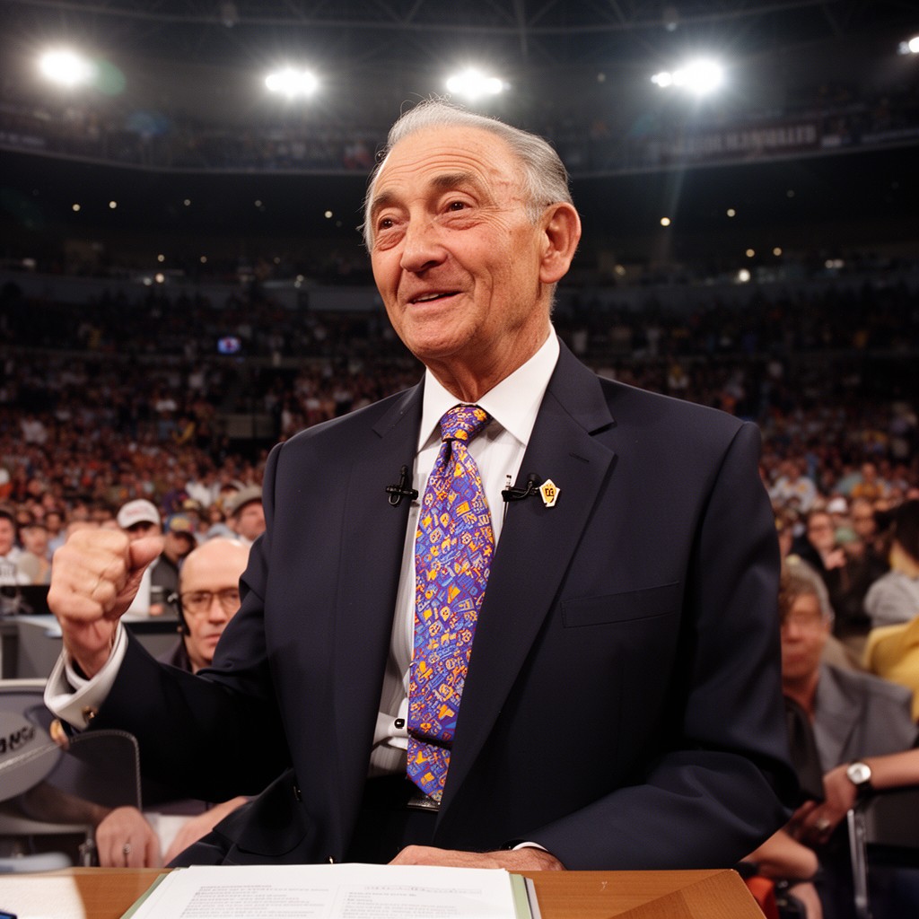 AI-generated illustration of Chick Hearn