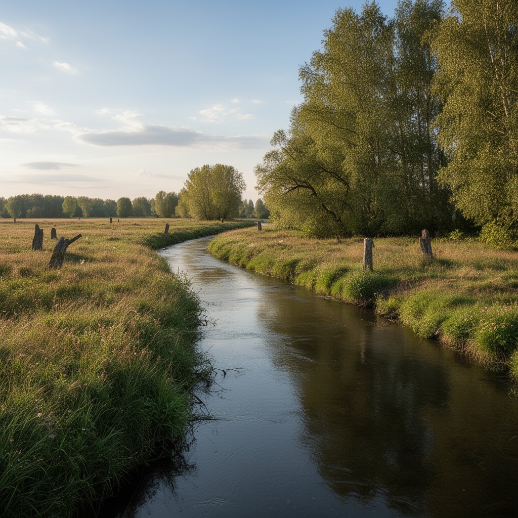 AI-generated illustration of Bzura River