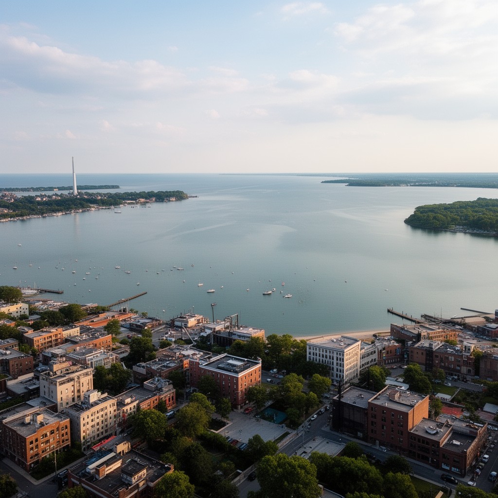 AI-generated illustration of Muskegon Lake