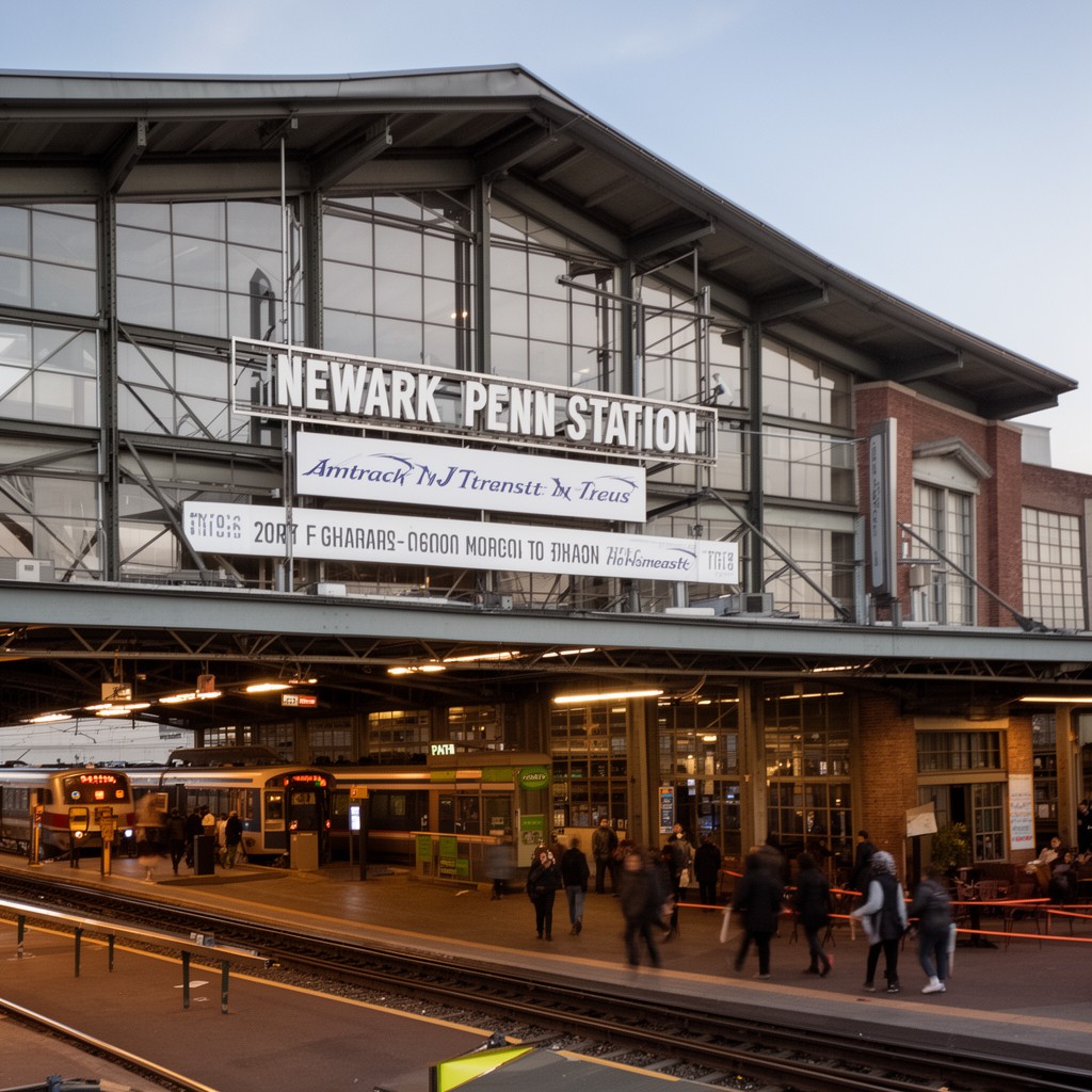 AI-generated illustration of Newark Penn Station