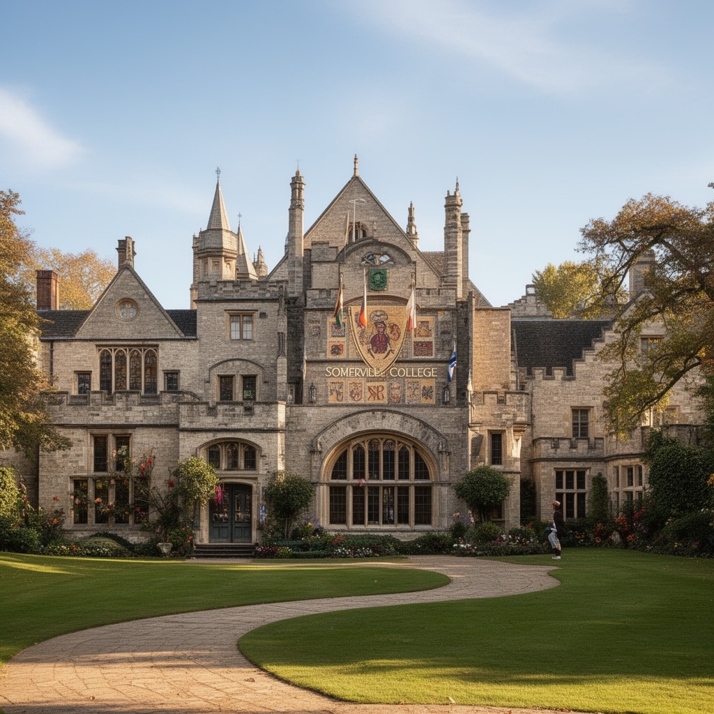 AI-generated illustration of Somerville College, Oxford