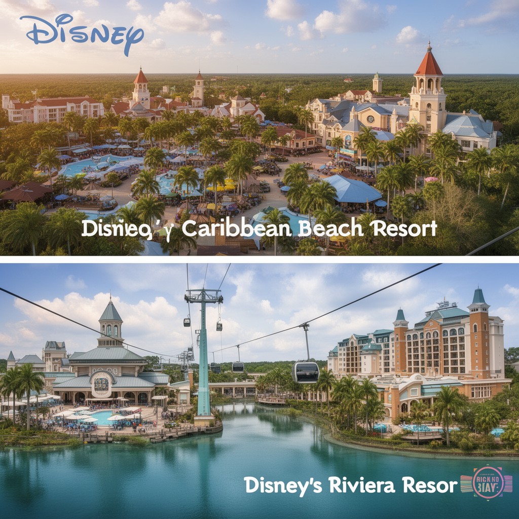 AI-generated illustration of Disney's Caribbean Beach Resort and Disney's Riviera Resort