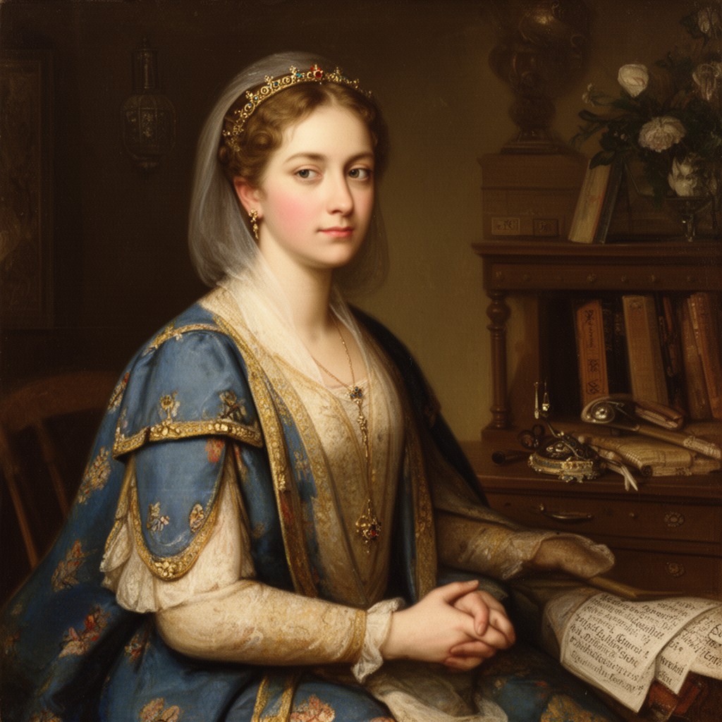 AI-generated illustration of Elizabeth de Burgh, Queen of Scots
