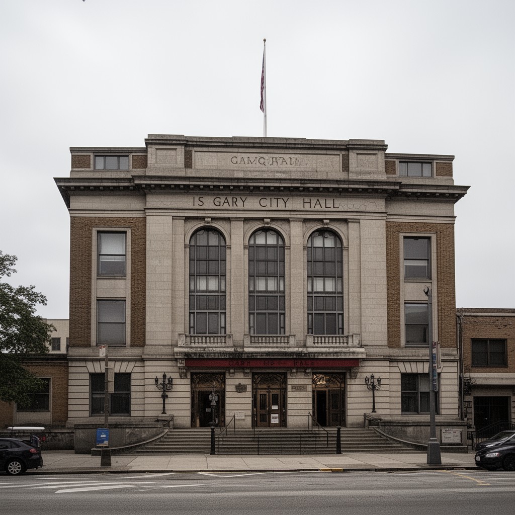 AI-generated illustration of Gary City Hall