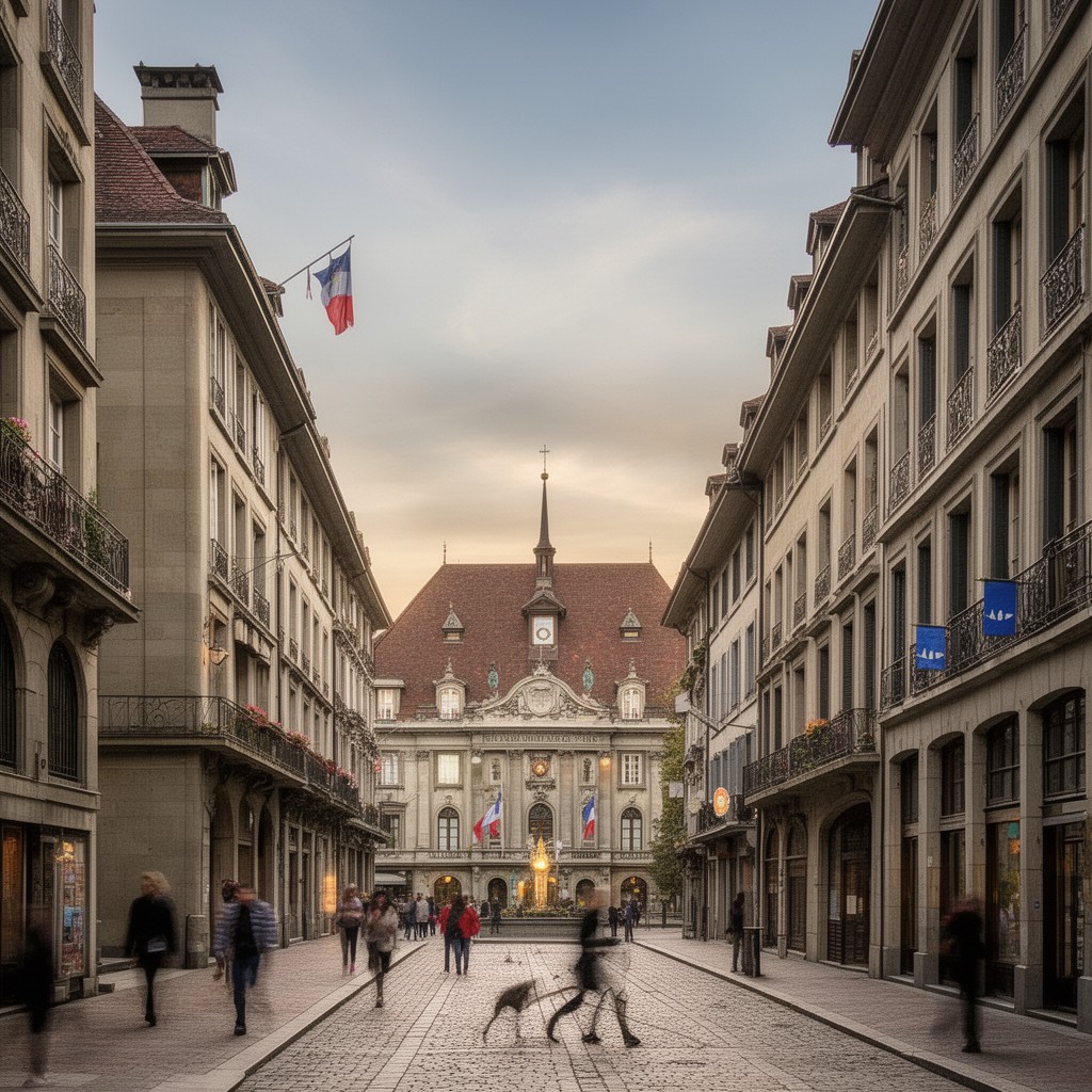 AI-generated illustration of Rue de l’Hôtel-de-Ville, Geneva