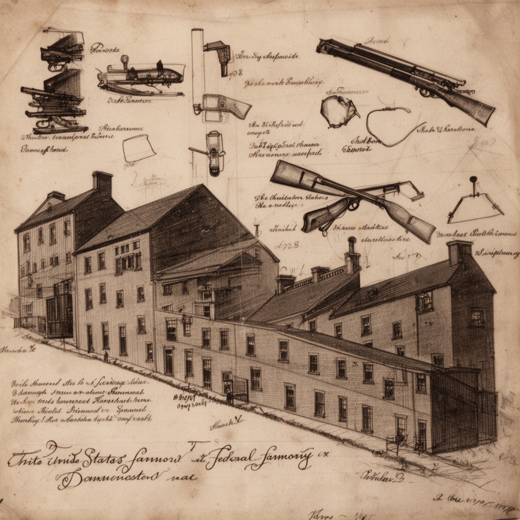 AI-generated illustration of United States federal armory (historical)
