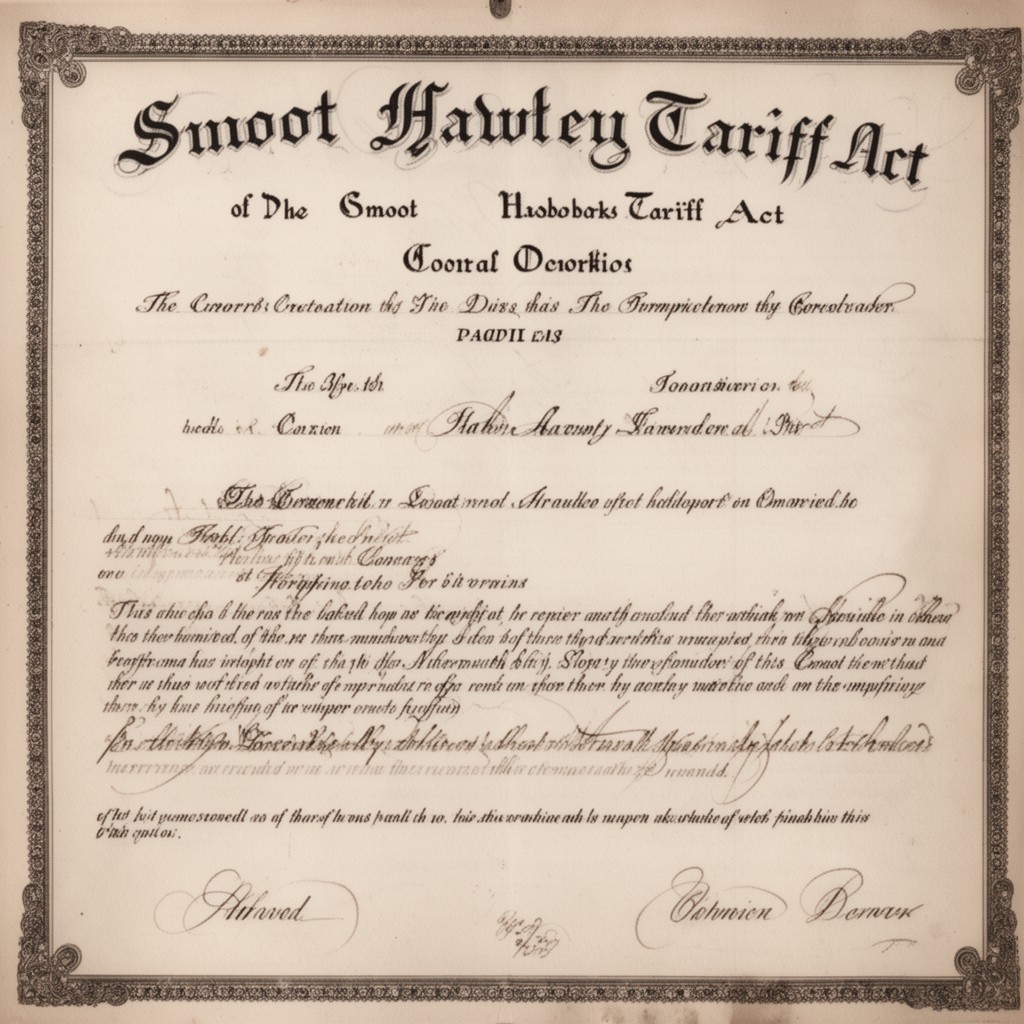 AI-generated illustration of Smoot–Hawley Tariff Act