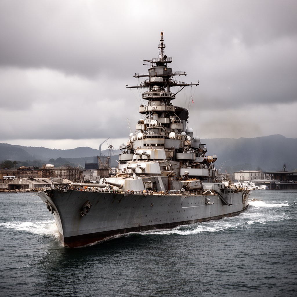 AI-generated illustration of USS West Virginia (BB-48)
