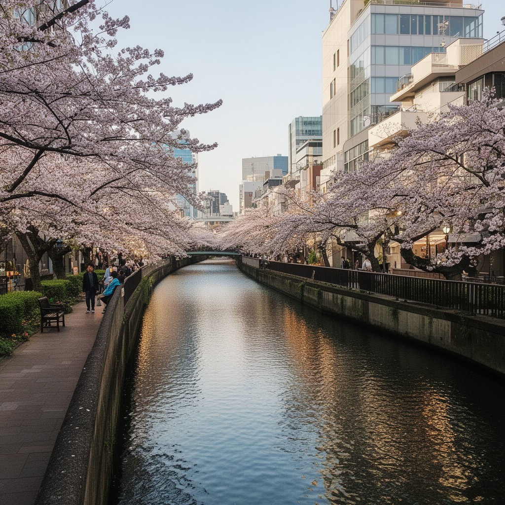 AI-generated illustration of Meguro, Tokyo, Japan