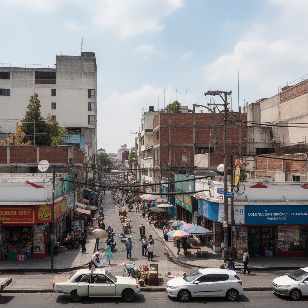 AI-generated illustration of Colonia San Simón Tolnáhuac