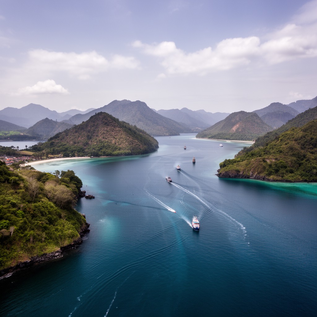 AI-generated illustration of Lombok Strait