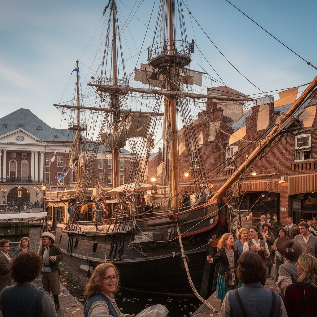 AI-generated illustration of Boston Tea Party Ships and Museum