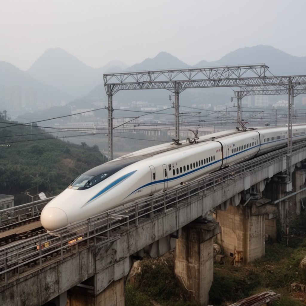 AI-generated illustration of Wuhan–Guangzhou High-Speed Railway