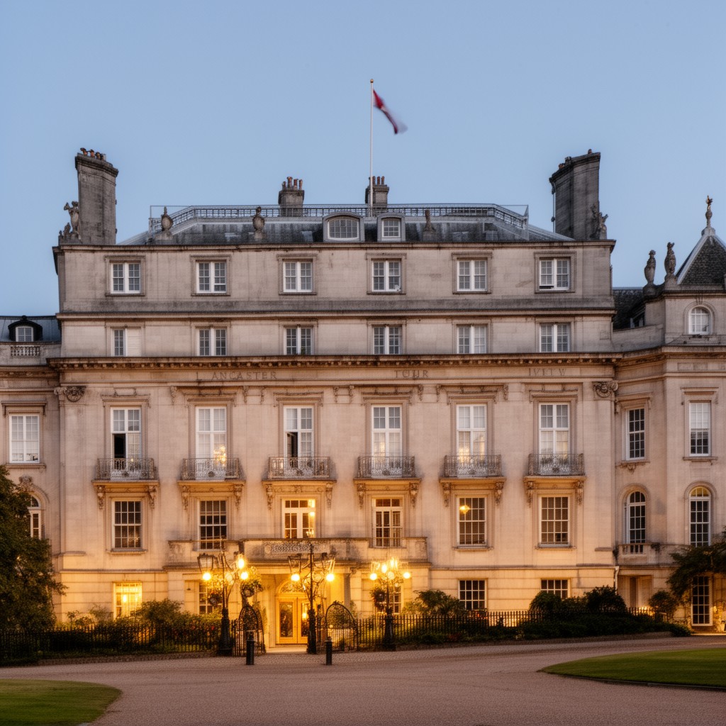 AI-generated illustration of Lancaster House (adjacent complex association)
