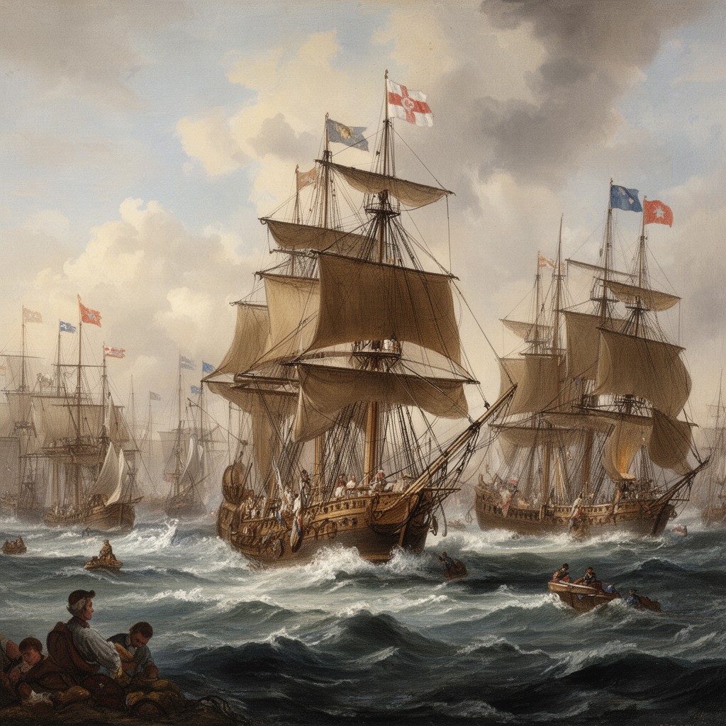 AI-generated illustration of Battle of Beachy Head (1690)