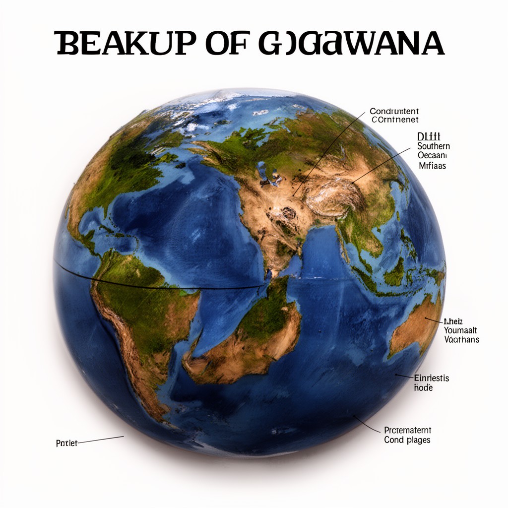 AI-generated illustration of breakup of Gondwana