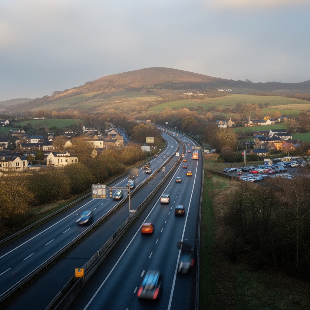 AI-generated illustration of M4 motorway