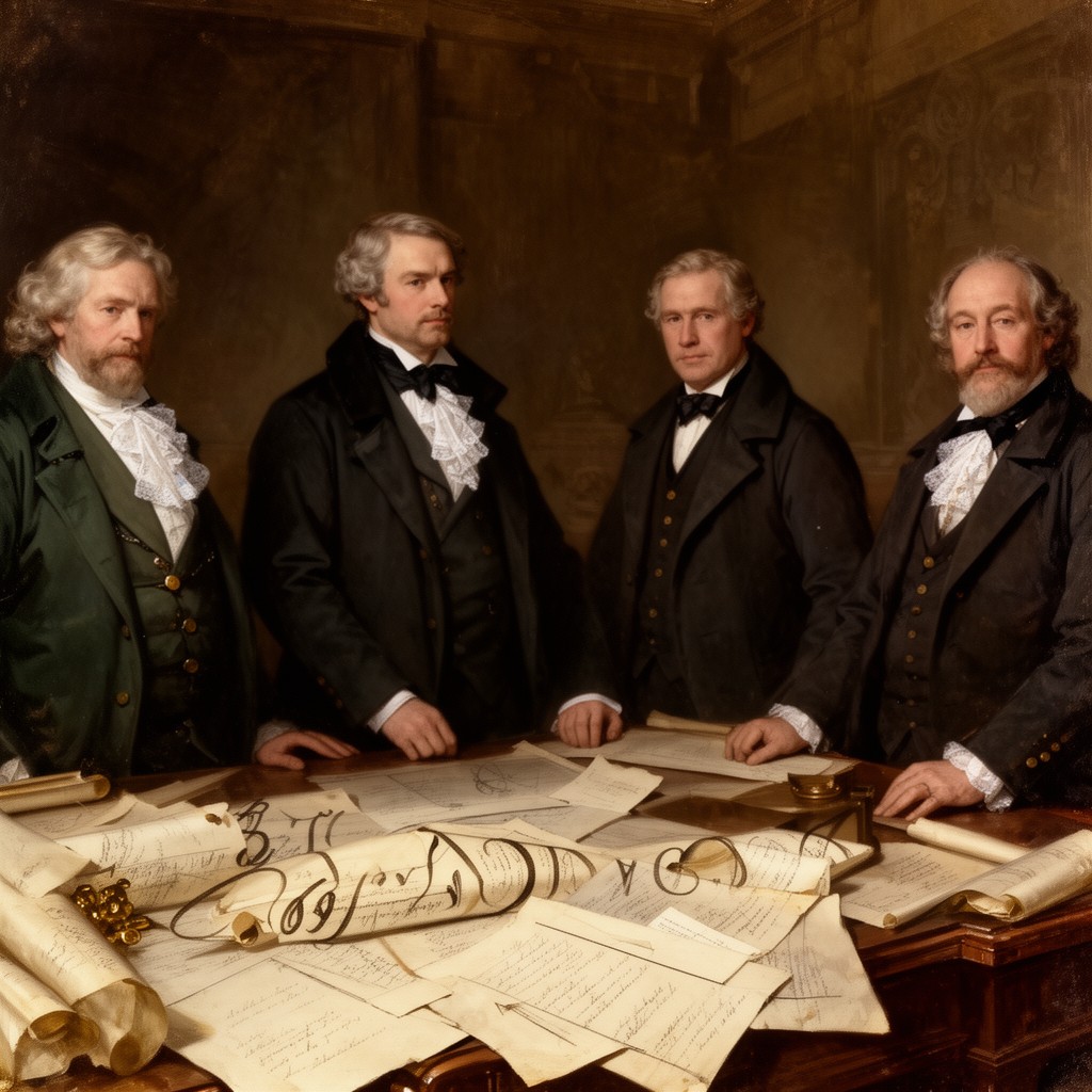 AI-generated illustration of Stad en Lande (Groningen) chamber directors of the Dutch West India Company