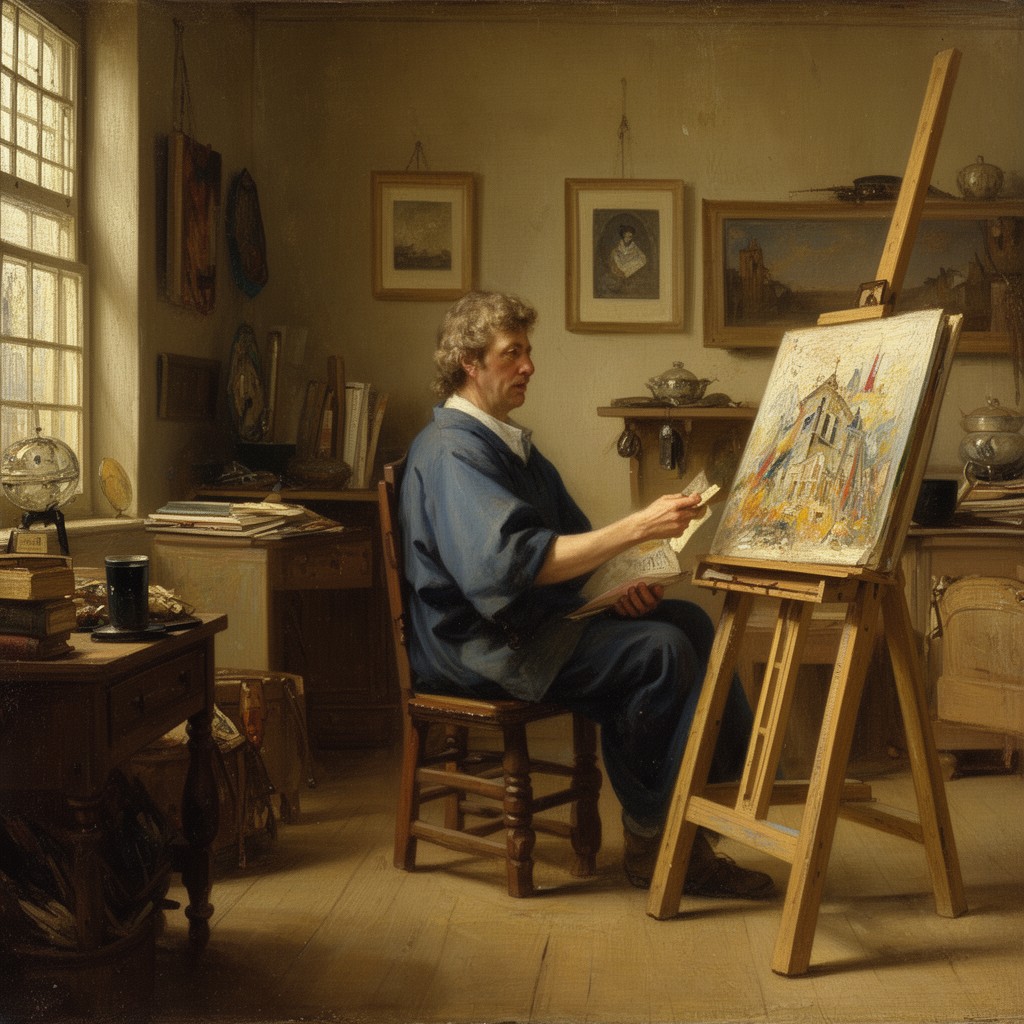 AI-generated illustration of Painter in His Studio