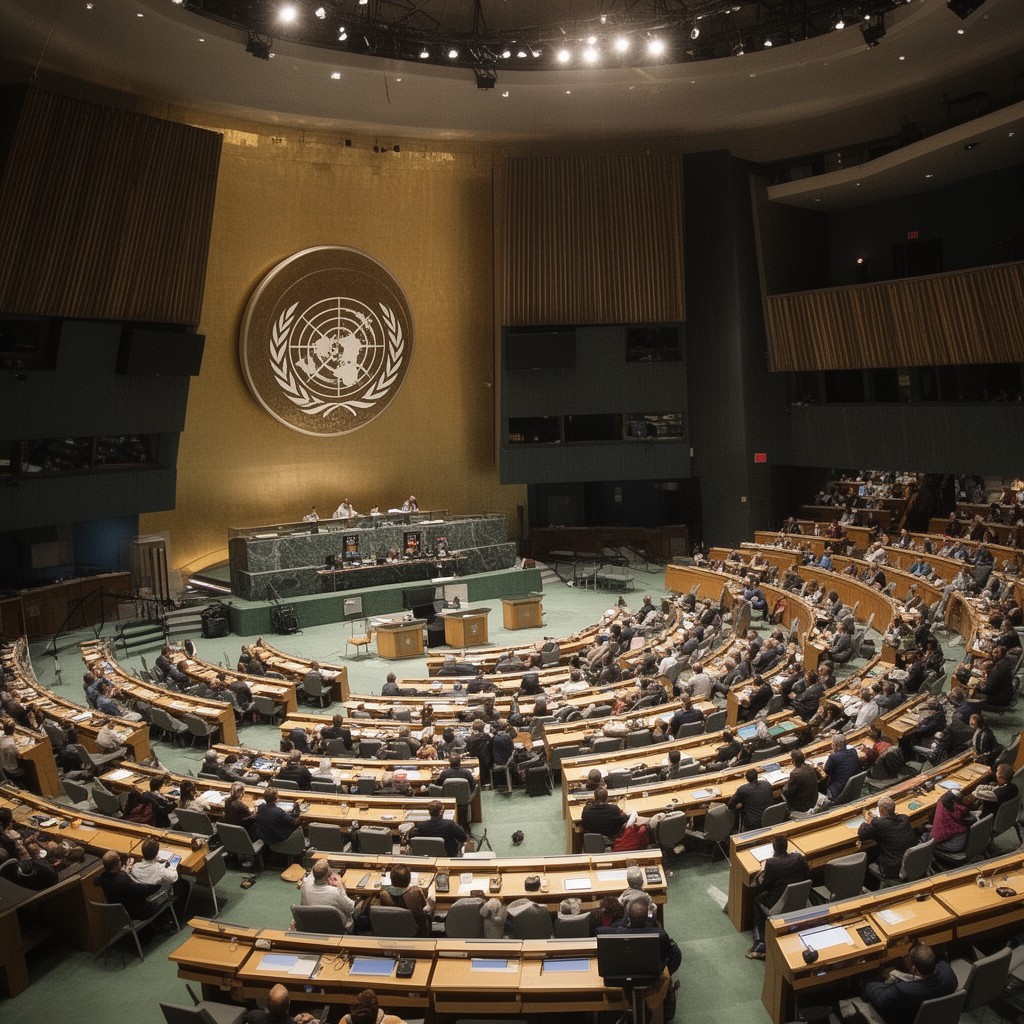 AI-generated illustration of United Nations General Assembly