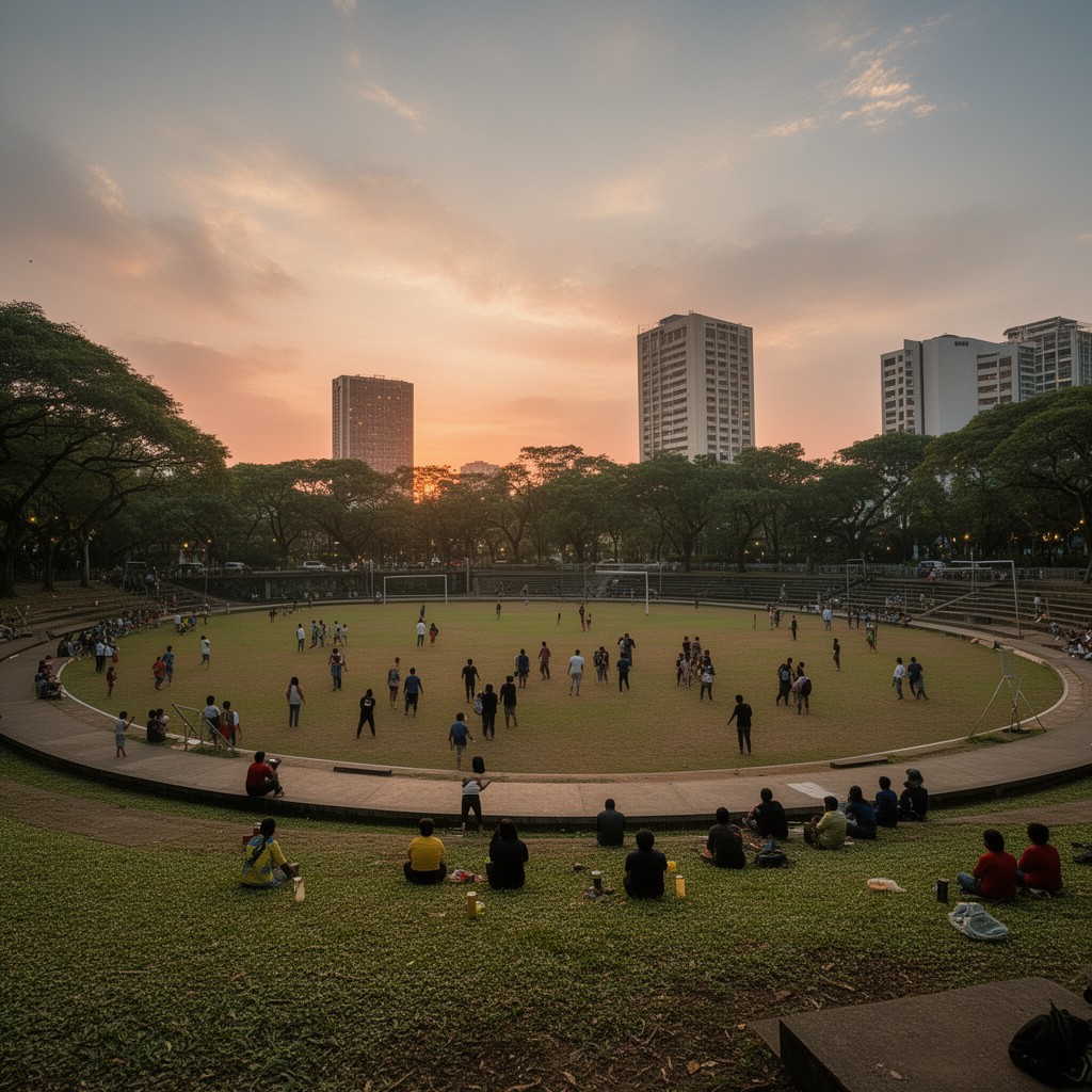 AI-generated illustration of UP Diliman Sunken Garden