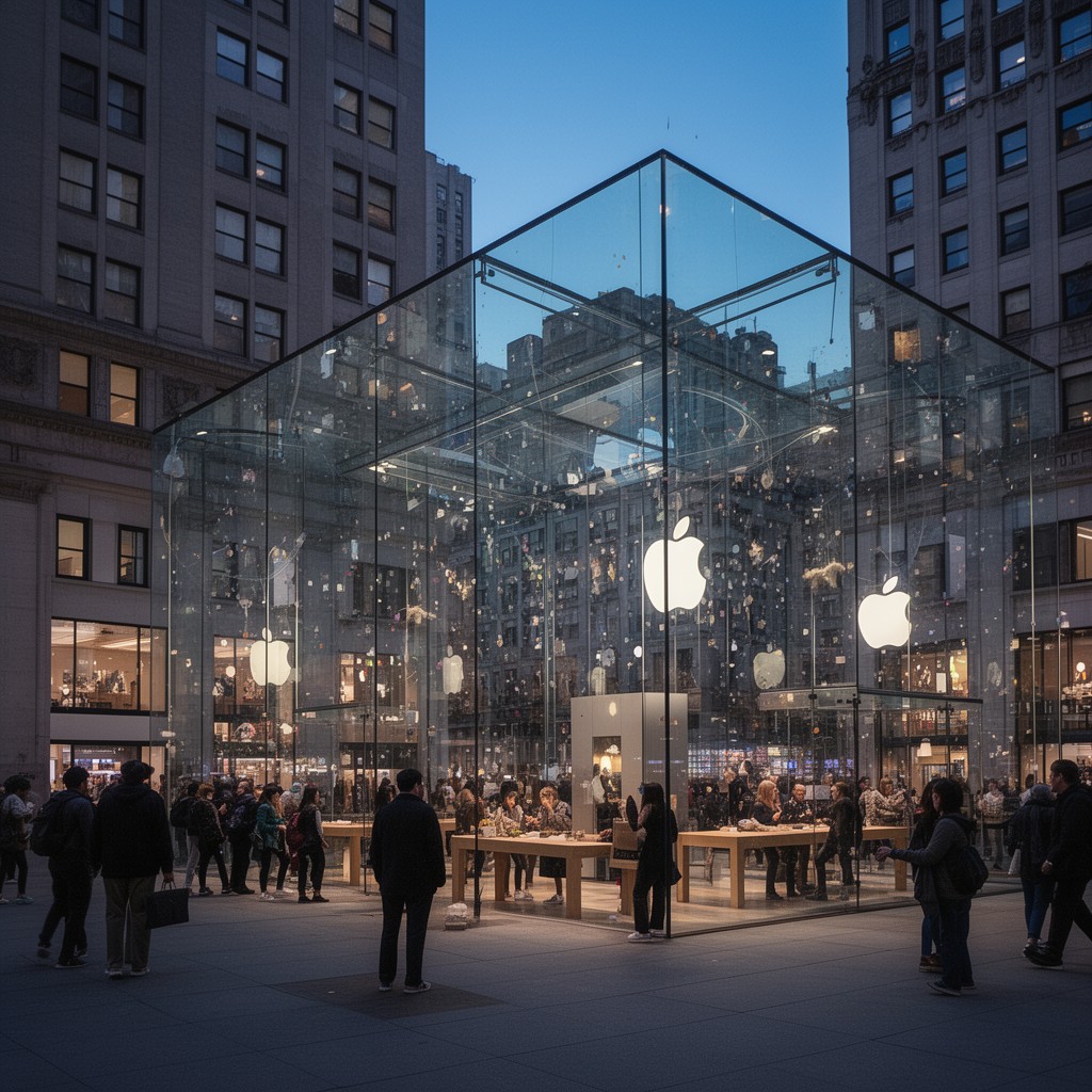 AI-generated illustration of Apple Fifth Avenue store