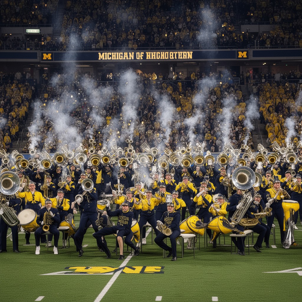 AI-generated illustration of Michigan Marching Band