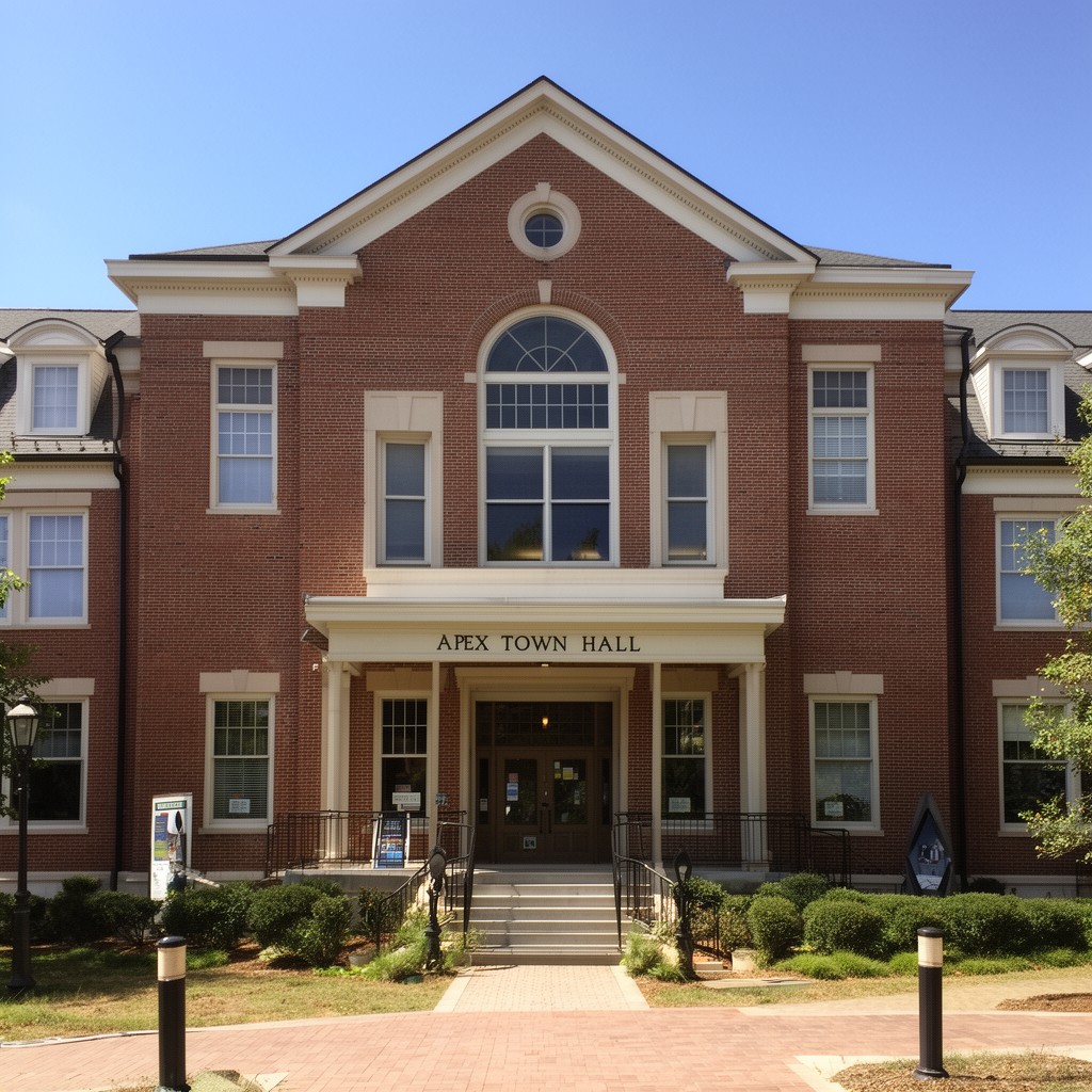 AI-generated illustration of Apex Town Hall